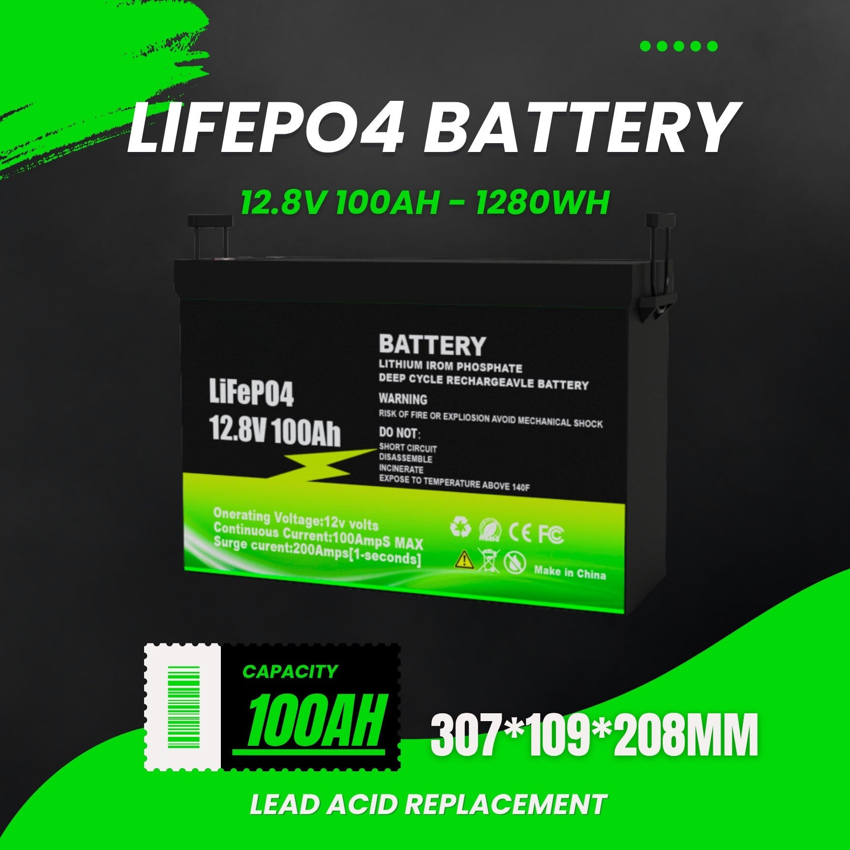 1.28KWh LiFePO4 Battery - IPV Solar